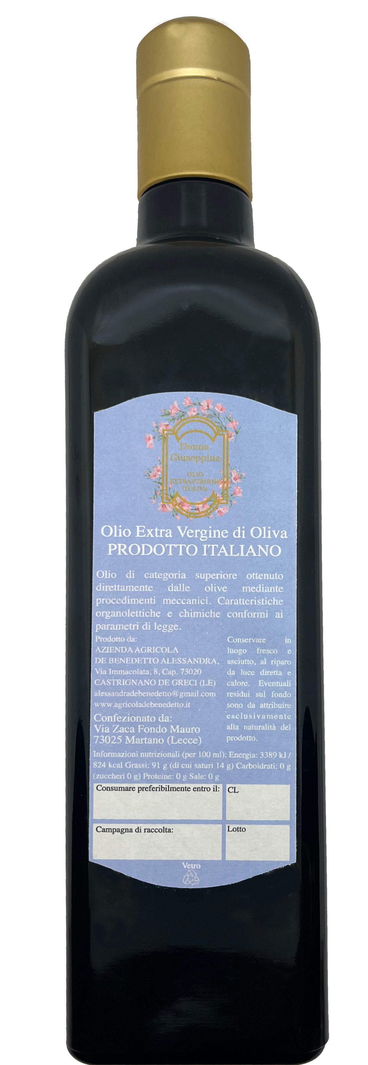 Olio extravergine d'Oliva biologico Donna Giuseppina